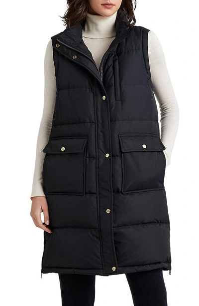 Shop Lauren Ralph Lauren Long Down Puffer Vest In Dk Navy