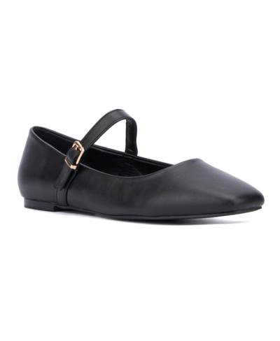 Shop New York And Company Women's Page- Buckle Ballet Flats In Black