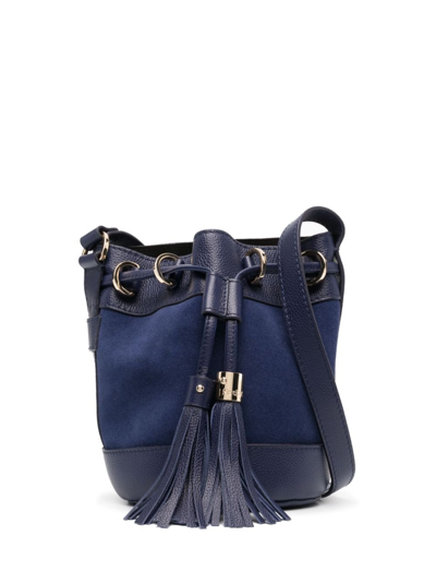 Shop See By Chloé Blue Vicki Small Suede Bucket Bag