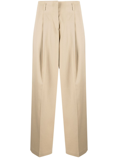 Shop Golden Goose Neutral Straight-leg Wool Trousers - Women's - Virgin Wool/polyester/viscose/cotton In Neutrals