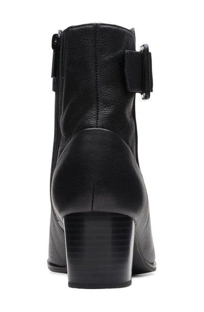 Clarks Loken Buckle Waterproof Ankle Bootie In Black Leather