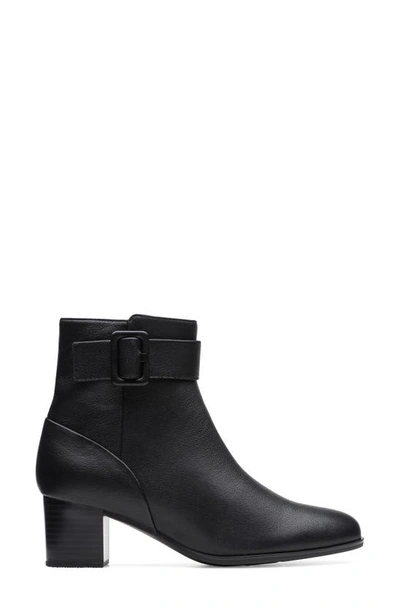 Clarks Loken Buckle Waterproof Ankle Bootie In Black Leather