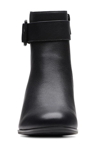Clarks Loken Buckle Waterproof Ankle Bootie In Black Leather
