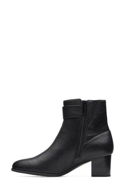 Clarks Loken Buckle Waterproof Ankle Bootie In Black Leather