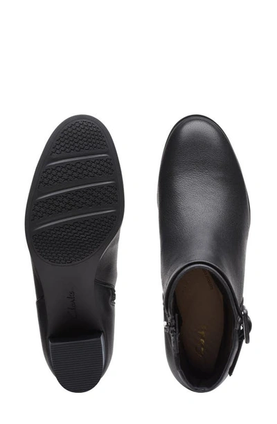 Clarks Loken Buckle Waterproof Ankle Bootie In Black Leather