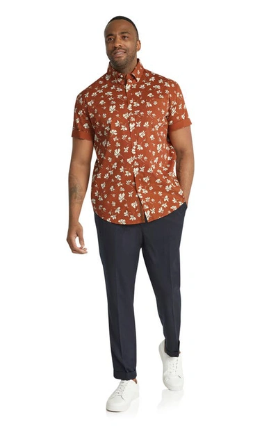 Shop Johnny Bigg Tyler Floral Stretch Short Sleeve Button-down Shirt In Rust