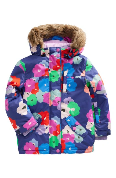 Shop Mini Boden Kids' All Weather Floral Waterproof Jacket In Navy Flowers