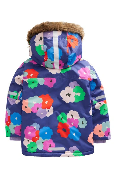 Shop Mini Boden Kids' All Weather Floral Waterproof Jacket In Navy Flowers