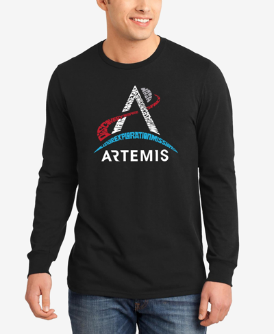 Shop La Pop Art Men's Nasa Artemis Logo Word Art Long Sleeve T-shirt In Black