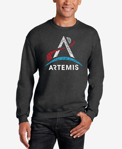 Shop La Pop Art Men's Nasa Artemis Logo Word Art Crewneck Sweatshirt In Dark Gray