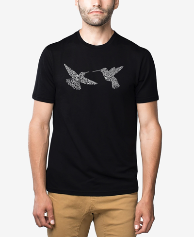 La Pop Art Men's Hummingbirds Printed Word Art T-shirt In Black