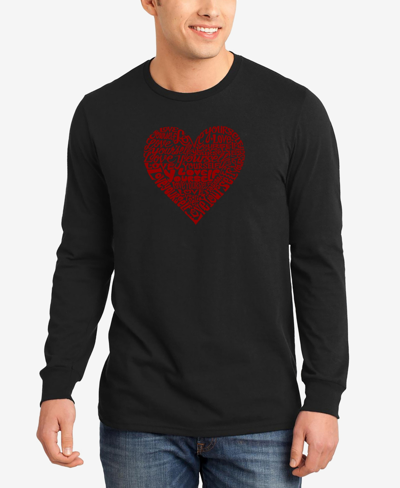 La Pop Art Men's Country Music Heart Word Art Long Sleeve T-shirt In Black