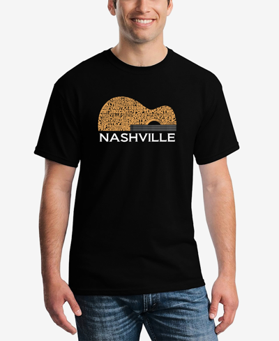 Shop La Pop Art Men's Nashville Guitar Printed Word Art T-shirt In Black