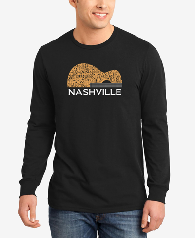 Shop La Pop Art Men's Nashville Guitar Word Art Long Sleeve T-shirt In Black
