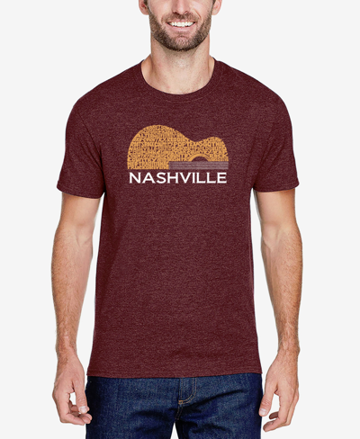 Shop La Pop Art Men's Nashville Guitar Premium Blend Word Art T-shirt In Burgundy