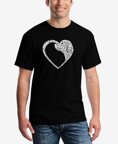 Shop La Pop Art Men's Dog Heart Printed Word Art T-shirt In Black