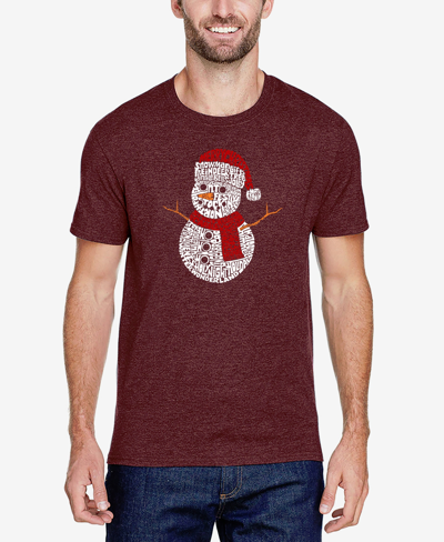 Shop La Pop Art Men's Christmas Snowman Premium Blend Word Art T-shirt In Burgundy