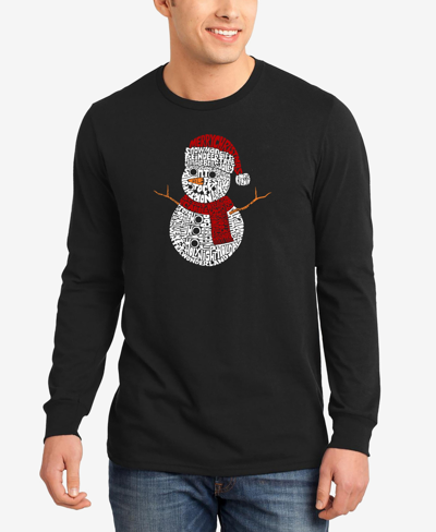 Shop La Pop Art Men's Christmas Snowman Word Art Long Sleeve T-shirt In Black