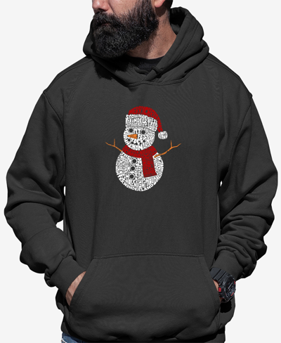 Shop La Pop Art Men's Christmas Snowman Word Art Hooded Sweatshirt In Dark Gray