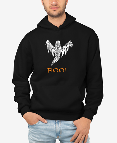 Shop La Pop Art Men's Halloween Ghost Word Art Hooded Sweatshirt In Black