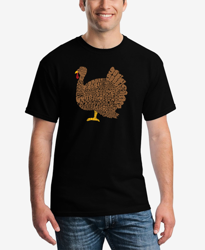 Shop La Pop Art Men's Thanksgiving Printed Word Art T-shirt In Black