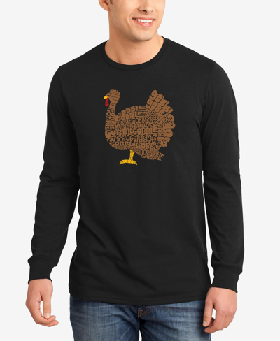 Shop La Pop Art Men's Thanksgiving Word Art Long Sleeve T-shirt In Black