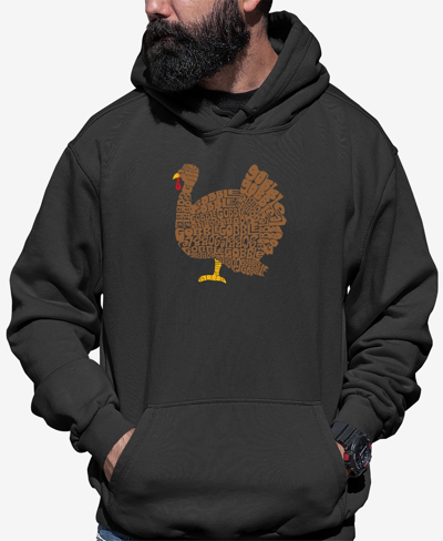 Shop La Pop Art Men's Thanksgiving Word Art Hooded Sweatshirt In Dark Gray