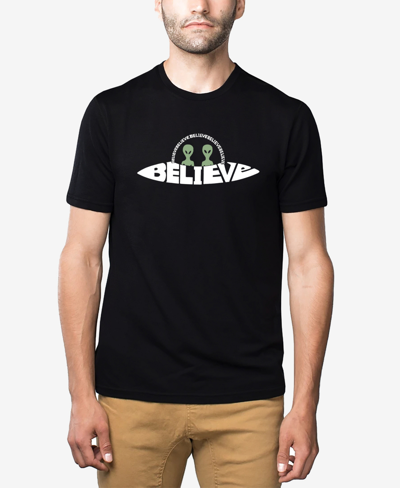 Shop La Pop Art Men's Believe Ufo Premium Blend Word Art T-shirt In Black
