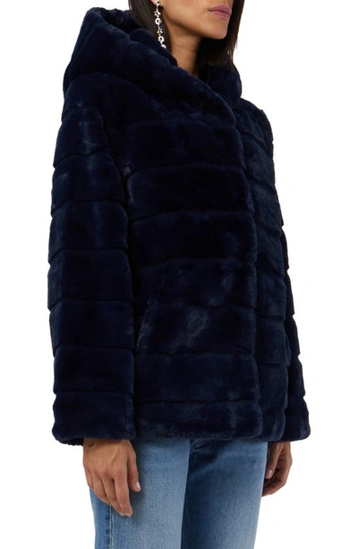 Shop Apparis Goldie Faux Fur Coat In Navy Blue