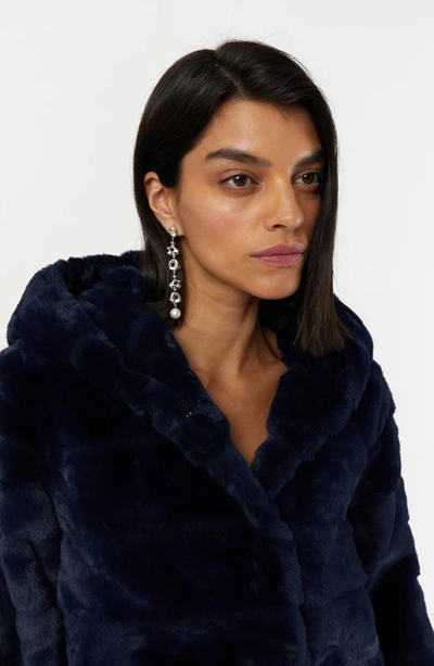 Shop Apparis Goldie Faux Fur Coat In Navy Blue