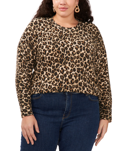 Shop Vince Camuto Plus Size Elegant Leopard Print Sweater In Malted