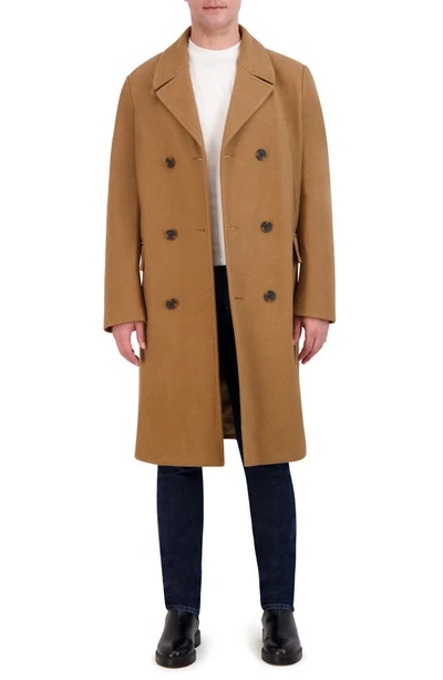 Cole Haan Stretch Longline Peacoat In Brown | ModeSens