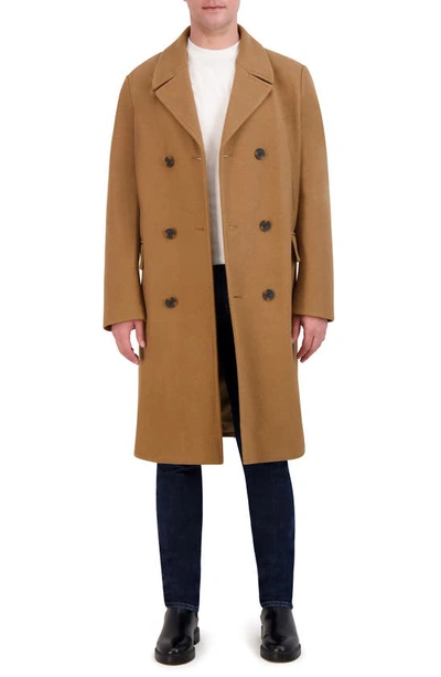 Stretch Longline Peacoat In Camel