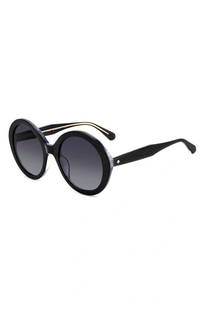 Shop Kate Spade Zya 55mm Gradient Round Sunglasses In Black/ Grey Shaded