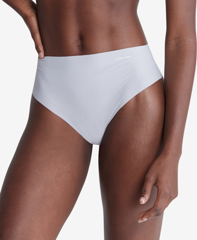 Shop Calvin Klein Women's Invisibles High-waist Thong Underwear Qd3864 In Dapple Gray