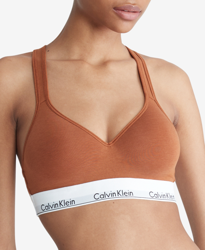 Calvin Klein Women's Modern Cotton Padded Bralette Qf1654 In Warm Bronze