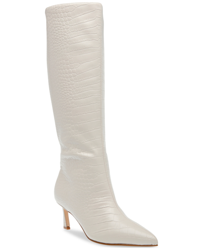 Shop Steve Madden Women's Lavan Kitten-heel Dress Boots In Bone Croco