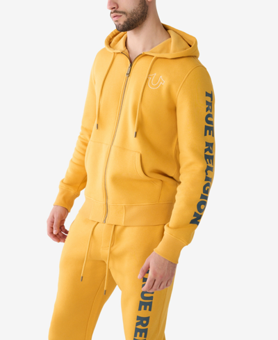 Shop True Religion Men's True Antique-like Zip Up Hoodie In Mineral Yellow