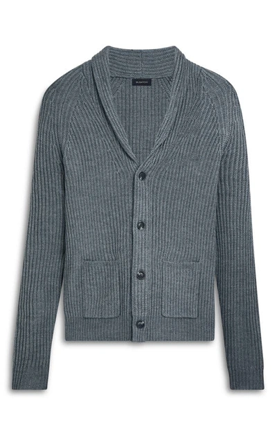 Shop Bugatchi Rib Wool Blend Cardigan Sweater In Cement