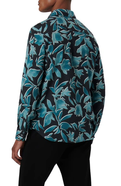 Shop Bugatchi Julian Shaped Fit Ecovero™ Floral Print Button Up Shirt In Peacock