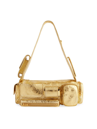 Shop Balenciaga Women's Superbusy Xs Sling Bag Metallized In Gold