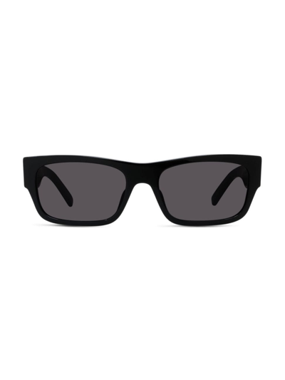 Shop Givenchy Women's 4g 56mm Rectangular Sunglasses In Black Smoke