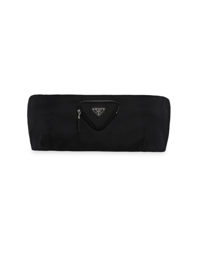 Shop Prada Women's Re-nylon Bandeau Bra Top In Black