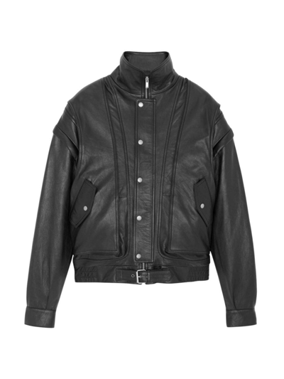 Shop Saint Laurent Women's Oversized Jacket In Lambskin In Black