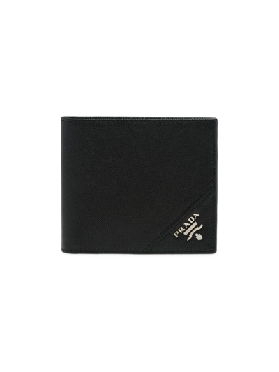 Shop Prada Men's Saffiano Leather Wallet In Black