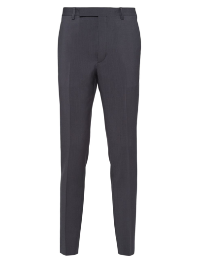 Shop Prada Men's Tailored Wool And Mohair Pants In Grey