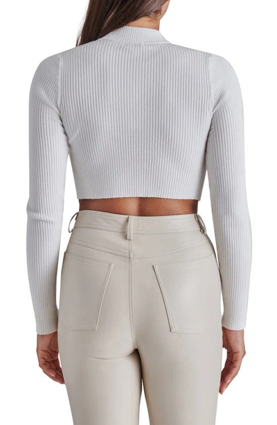 Shop Steve Madden Ollie Cutout Ribbed Crop Sweater In Cloud