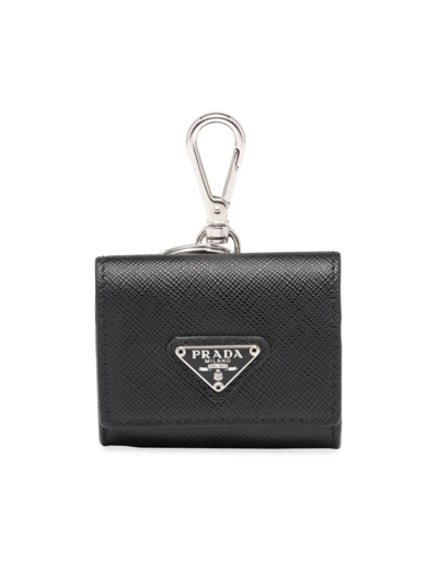 Prada Saffiano Leather Headphone Case In Black