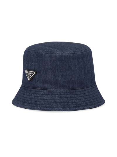 Shop Prada Women's Denim Bucket Hat In Blue