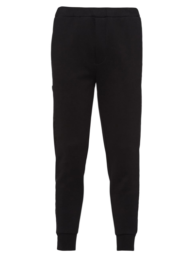Prada Triangle-logo Silk-blend Track Pants In Black